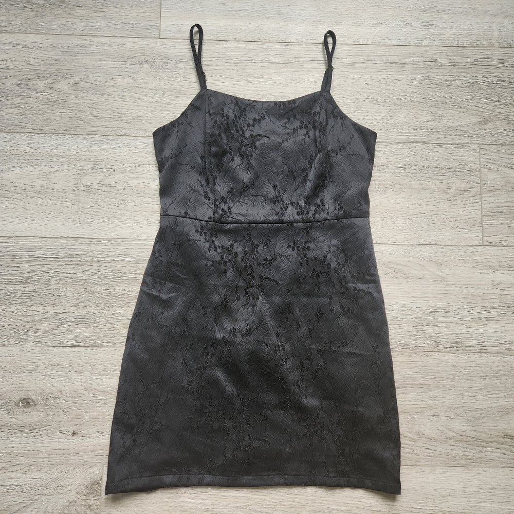 Lottie Moss Satin Jacquard Black Mini Dress Womens S Floral Print Pacsun Dressy